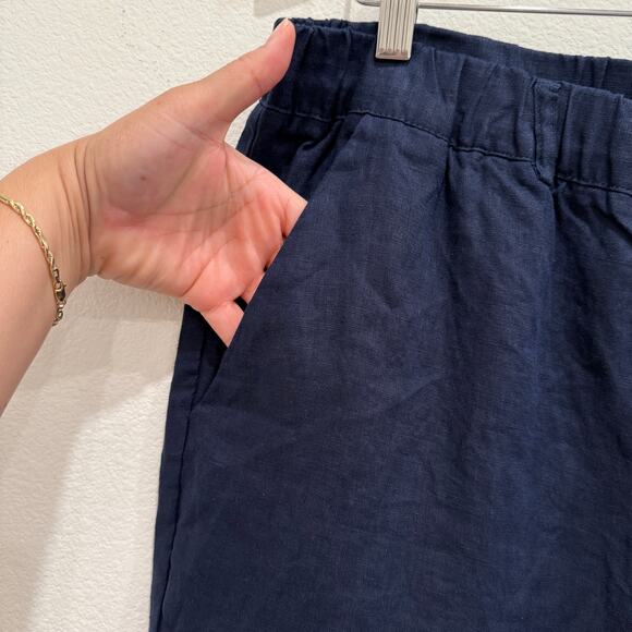 NWT Quince Women’s Large Navy Linen Pants Lightweight Summer Minimalist - Picture 3 of 9